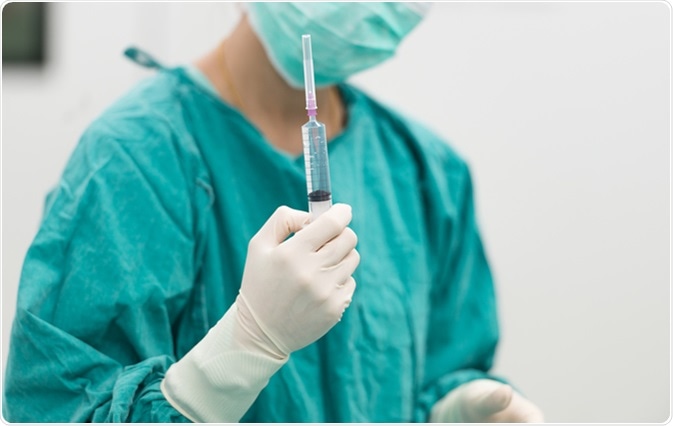 Scrub nurse preparing local anesthetic drug. Image Credit: ChaNaWiT / Shutterstock